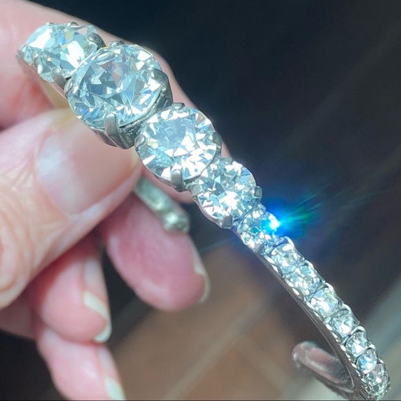 Sorrelli Dazzling Dotted Line Cuff Bracelet Silver w Clear Swarovski Crystals - Picture 10 of 12